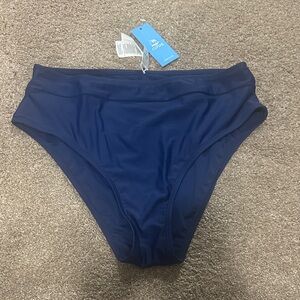 Cupshe Women's High Cut Bikini Bottom in Navy